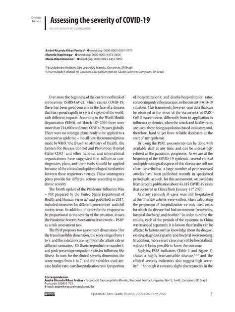 (PDF) Assessing the severity of COVID-19