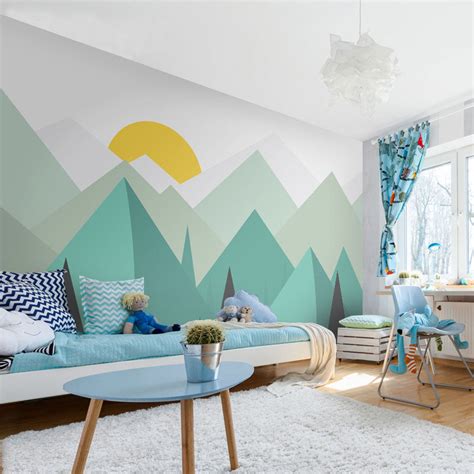 Abstract Art Mountain Wall Mural for Nursery Kids' Room | BVM Home