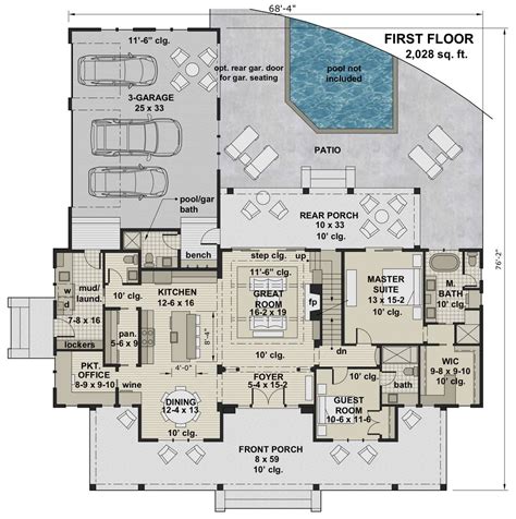 Farmhouse Style House Plan - 4 Beds 4.5 Baths 2743 Sq/Ft Plan #51-1149 ...