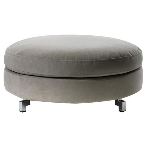 Large Round Gray Ottoman For Sale at 1stDibs | large gray ottoman ...