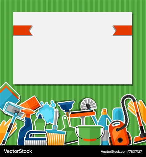 Housekeeping background with cleaning sticker Vector Image