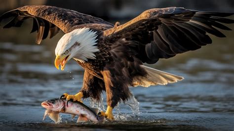 Free Photo | Eagle hunting in river