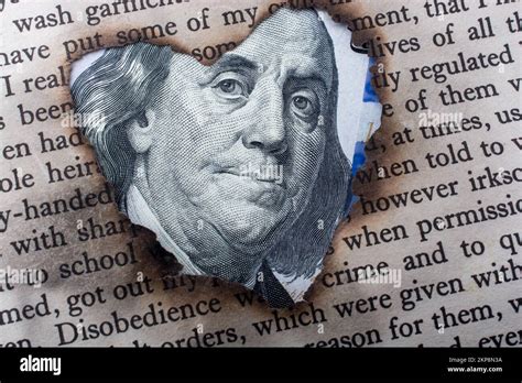 Close up of Benjamin Franklin face on 100 US dollar bill Stock Photo ...