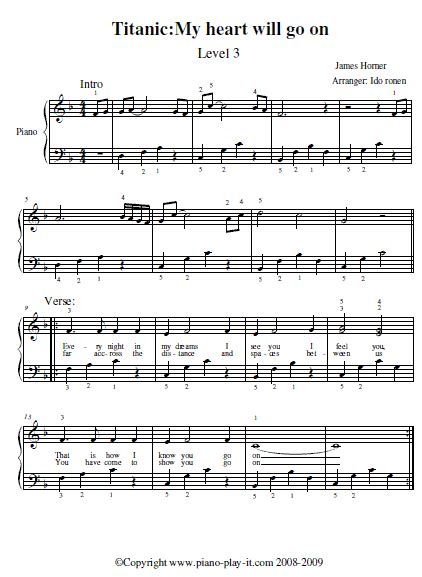 Free Titanic Piano Sheet Music