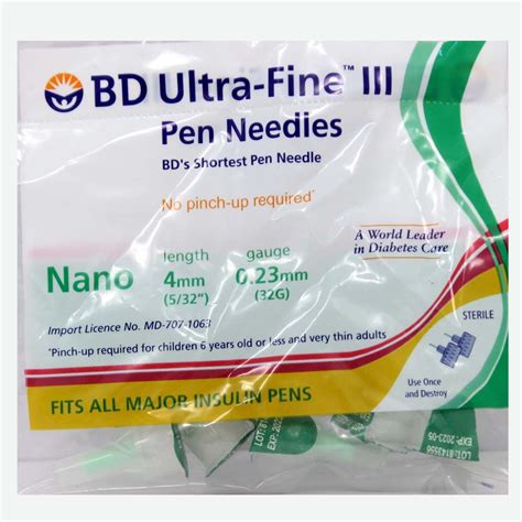 BD Ultra-Fine III Nano 4mm 32G Pen Needles 5's Price, Uses, Side ...