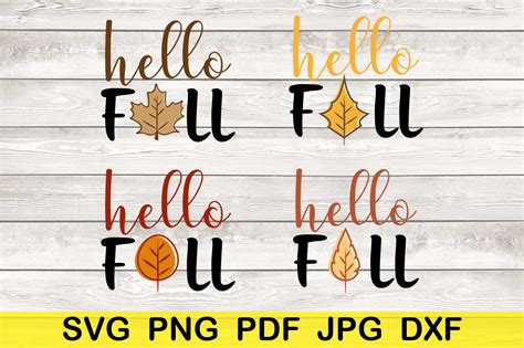 Hello Fall with Leaves Graphic by Gifutto · Creative Fabrica