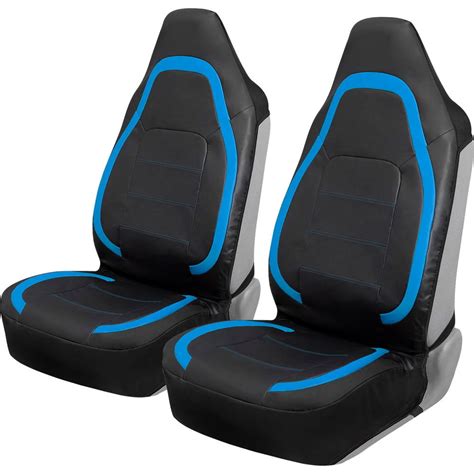 Motor Trend HighBack Faux Leather Car Seat Covers for Front Seats, Blue ...