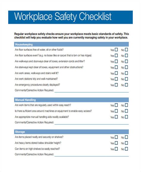 Printable Osha Safety Checklist