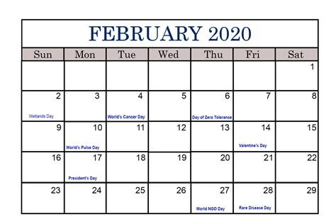 February 2020 Calendar Excel Sheet For Office | Free Printable Calendar