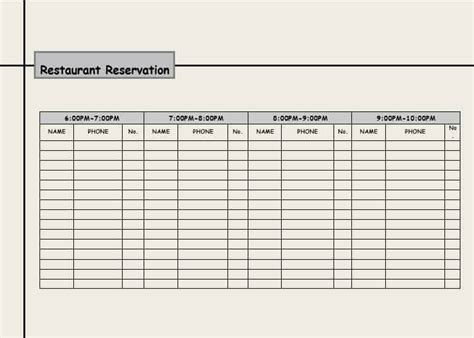 3 Restaurant Reservation Log Templates – Word Excel Formats throughout ...