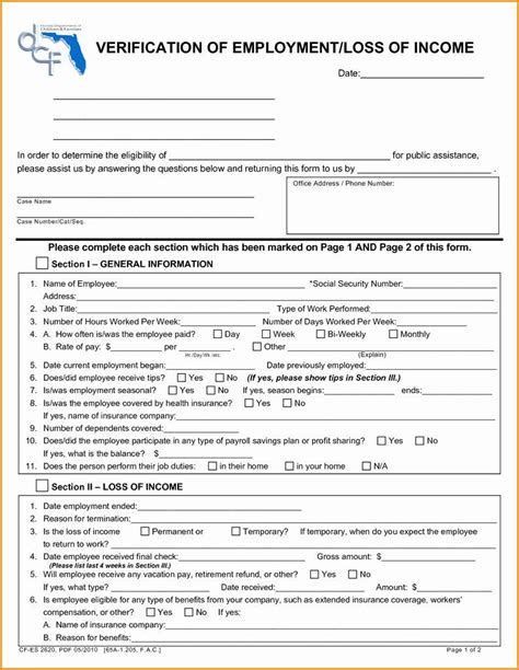 Income Verification Form For Food Stamps