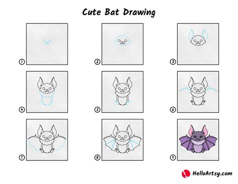 Cute Bat Drawing - HelloArtsy