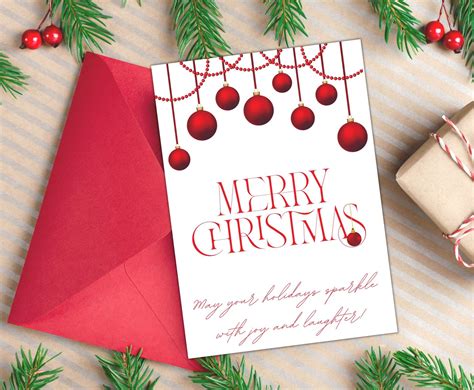 Printable Merry Christmas Card Cute Holiday Greetings - Etsy