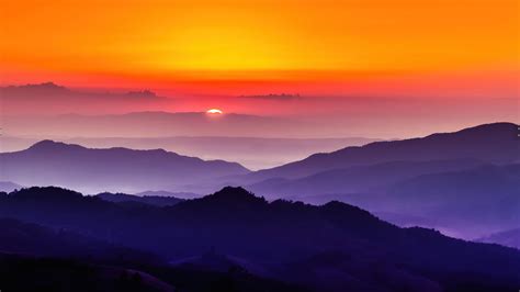 Sunset, Landscape, Mountain, Scenery, 4K, #6.962 Wallpaper