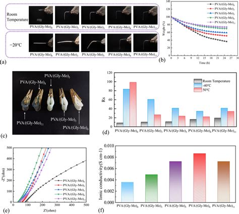 a Flexibility of hydrogels at RT and − 20 °C; b the weight retention ...