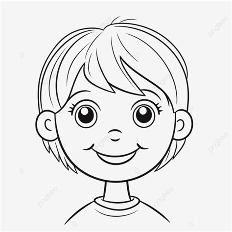 Página Para Colorear De Cara De Niño Lindo Vector PNG , Esquema Básico ...