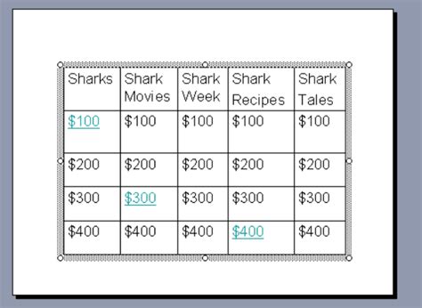 Jeopardy Template in Word and Pdf formats