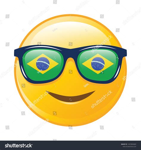 Cute Happy Face Emoji Brazil Flag: vector de stock (libre de regalías ...