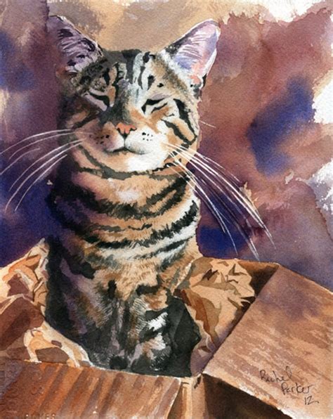 Brown Tabby Cat Art Print of My Watercolor Painting Cat in a - Etsy