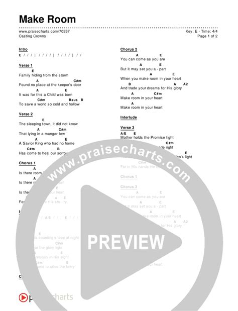 Make Room Chords PDF (Casting Crowns / Matt Maher) - PraiseCharts