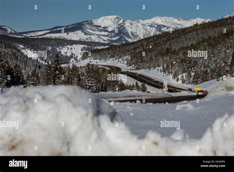 Vail, Colorado - Winter on Interstate 70 at Vail Pass at in the Rocky ...