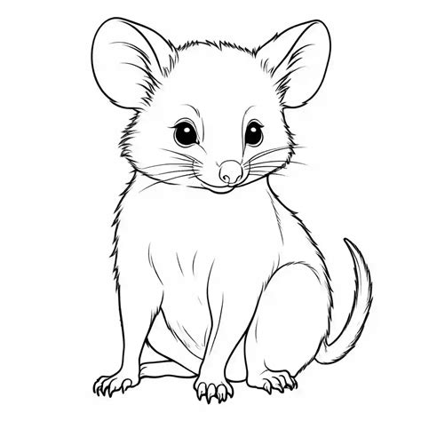 Cute possum outline drawing coloring page Lulu Pages