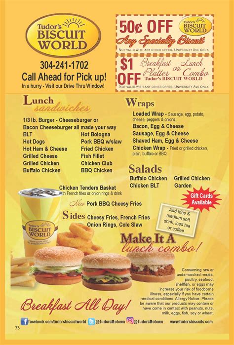 Tudor’s Biscuit World – Morgantown's Menu Guide