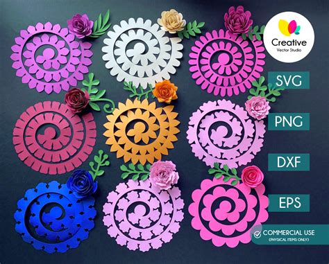 Rolled Paper Flower SVG 9 Templates | Creative Vector Studio