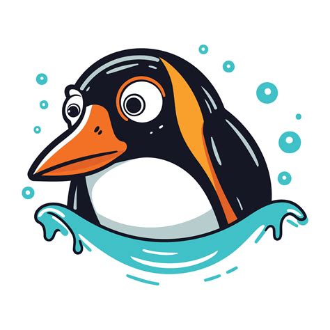 Cute cartoon penguin swimming in the sea. Vector illustration. 33482187 ...