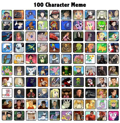 100 Characters Meme by CaseyJewels on DeviantArt