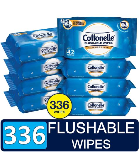 Cottonelle FreshCare Flushable Wet Wipes, 8 Packs of 42 Wipes Each (336 ...