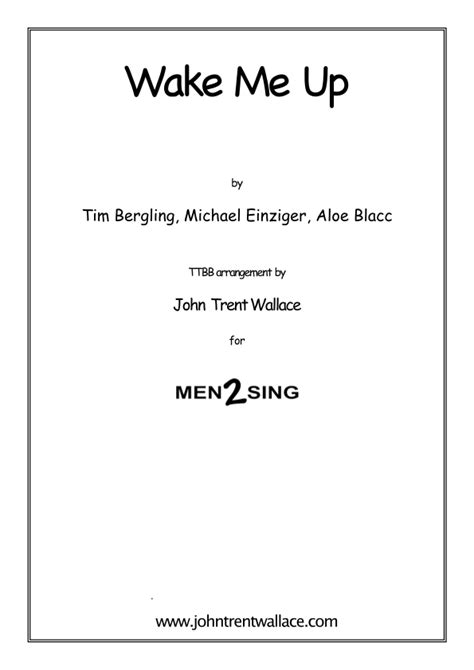 Wake Me Up (arr. John Trent Wallace) Sheet Music | Avicii | TTBB Choir