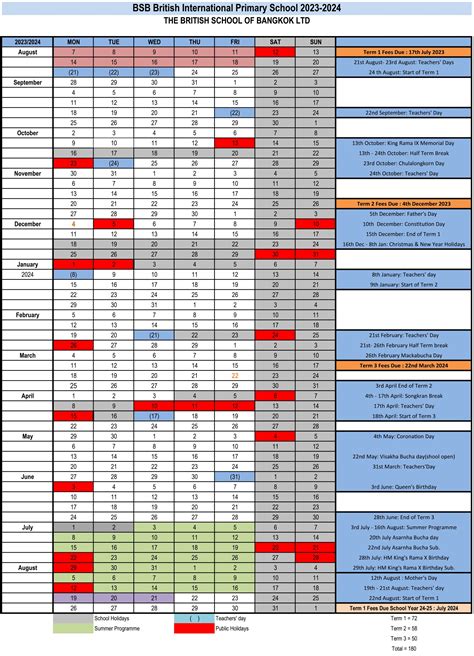 School Calendar | BSB British International Primary School