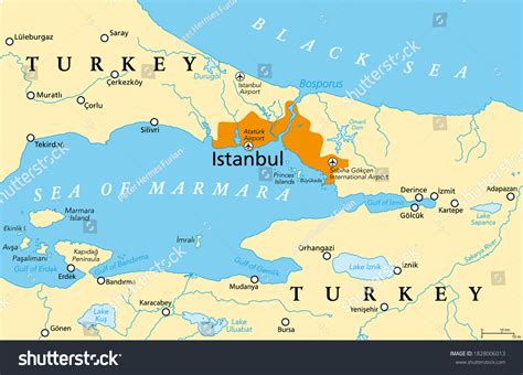 Bosporus Political Map Bosphorus Strait Istanbul Stock Vector (Royalty ...