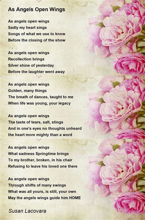 As Angels Open Wings - As Angels Open Wings Poem by Susan Lacovara