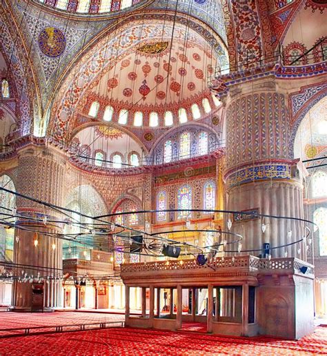 Interior of Blue Mosque or Sultan Ahmed Mosque in Istanbul, Turkey ...