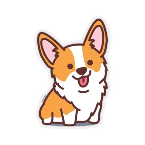 Cute Corgi Puppy Sticker, Happy Dog Laptop Decal Vinyl Cute Waterbottle ...