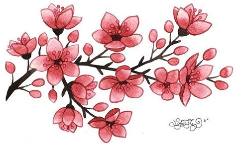 drawing of small cherry blossoms | cherry blossom flower tattoo ...