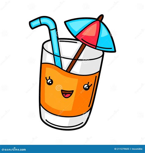 Kawaii Cute Illustration Of Cocktail. Cartoon Vector | CartoonDealer ...