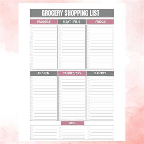 Free Printable Grocery Shopping List (Print or Edit)