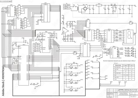 Electrical schematic diagram. Vector large drawing on white paper of a ...