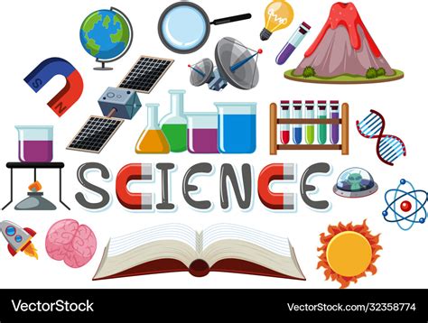 Science logo with education objects Royalty Free Vector