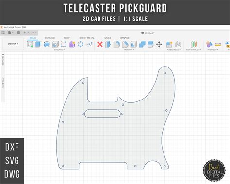 Fender Telecaster Pickguard 2D CAD Files Dxf Dwg Svg 1:1 Scale Instant ...