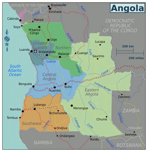 Large regions map of Angola | Angola | Africa | Mapsland | Maps of the ...