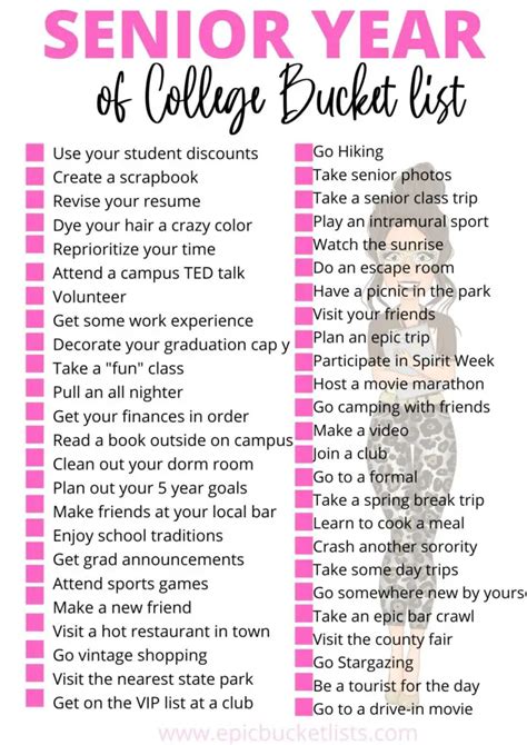 Senior Year Of College Bucket List -50 Things To Do Before You Graduate