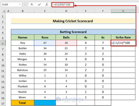 How to Make Cricket Scorecard in Excel (with Easy Steps)