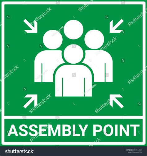 Emergency Evacuation Assembly Point Sign Gathering Stock Vector ...