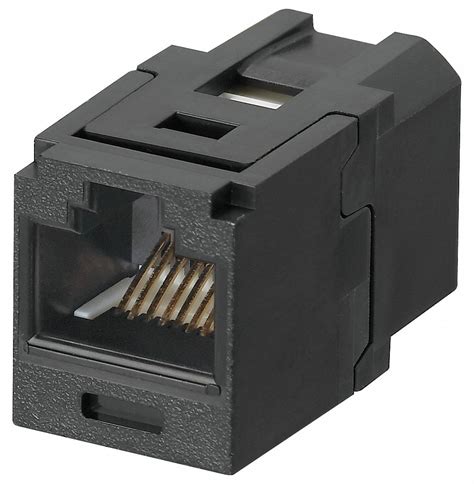 PANDUIT Modular Jack, Black, Plastic, Series: Mini Com, Cable Type ...