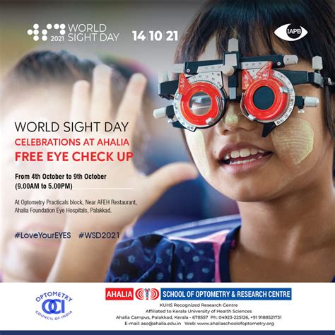 Fee Eye Checkup - World Sight Day - Ahalia School of Optometry ...