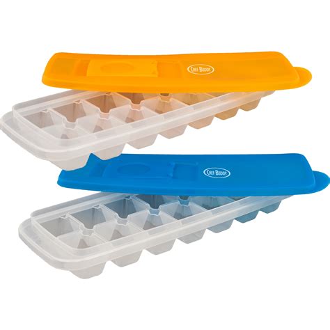 Chef Buddy Plastic 14-Cavity Storage Ice Cube Tray, Set of 2 Count ...